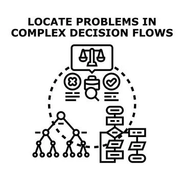 Locating problems in complex decision flows process Stock Illustration