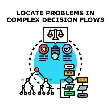 Locating problems in complex decision flows process Stock Illustration