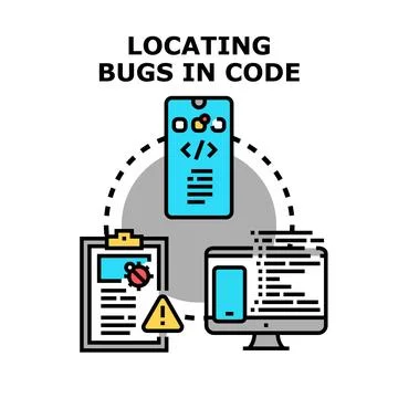 Locating program bugs in software code development Illustrazione stock