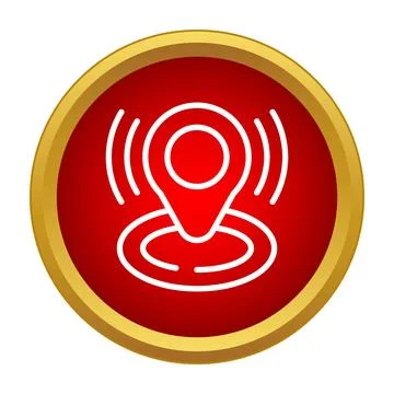 Locating signal on red map pin button Stock Illustration
