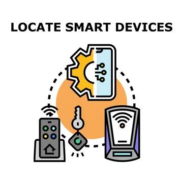 Locating smart devices and modern tracking technology Stock Illustration