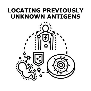 Locating unknown antigens for immune response development Stockillustratie