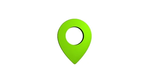 Location 3d pin animation of red spinning in Green, blue, black &amp; white bac.. Stock Footage 313492189