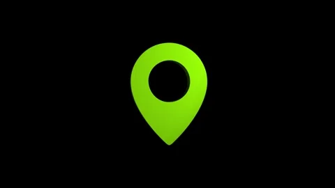 Location 3d pin animation of red spinning in Green, blue, black &amp; white bac.. Stock Footage 313492190
