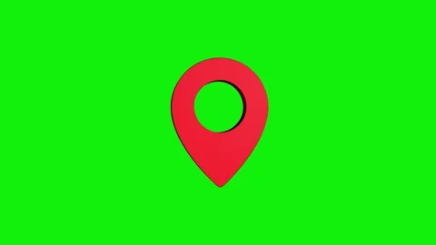 Location 3d pin animation of red spinning in Green, blue, black &amp; white bac.. Stock Footage 313492202