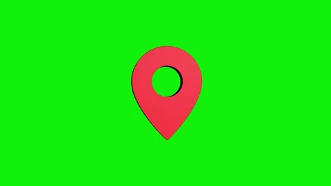 Location 3d pin animation of red spinning in Green, blue, black &amp; white bac.. Stock Footage 313492219