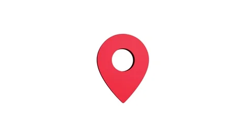 Location 3d pin animation of red spinning in Green, blue, black &amp; white bac.. Stock Footage 313492221
