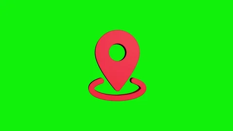 Location 3d pin animation of red spinning in Green, blue, black &amp; white bac.. Stock Footage 313492257