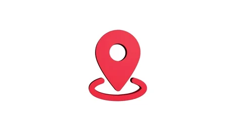 Location 3d pin animation of red spinning in Green, blue, black &amp; white bac.. Stock Footage 313492258