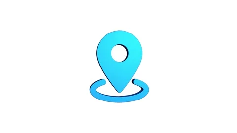 Location 3d pin animation of red spinning in Green, blue, black &amp; white bac.. Stock Footage 313492266