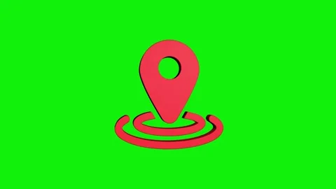 Location 3d pin animation of red spinning in Green, blue, black &amp; white bac.. Stock Footage 313492288