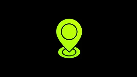 Location 3d pin animation of red spinning in Green, blue, black &amp; white bac.. Stock Footage 313492311