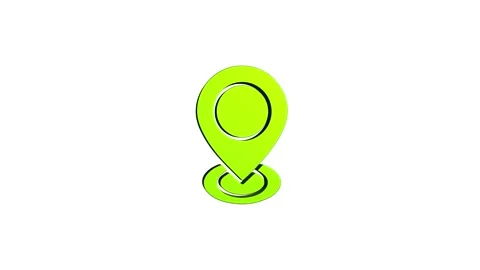 Location 3d pin animation of red spinning in Green, blue, black &amp; white bac.. Stock Footage 313492312