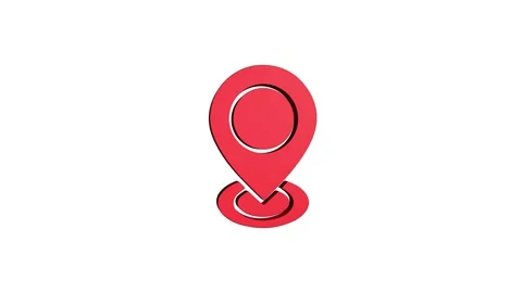 Location 3d pin animation of red spinning in Green, blue, black &amp; white bac.. Stock Footage 313492318
