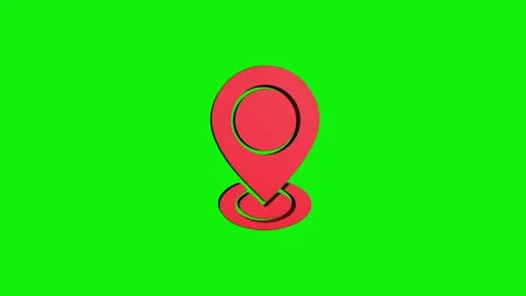 Location 3d pin animation of red spinning in Green, blue, black &amp; white bac.. Stock Footage 313492319