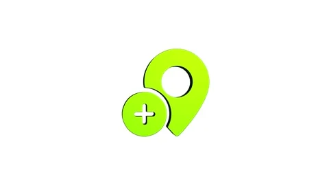 Location 3d pin animation of red spinning in Green, blue, black and white b.. Stock Footage 313513649