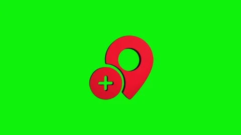 Location 3d pin animation of red spinning in Green, blue, black and white b.. Stock Footage 313513678
