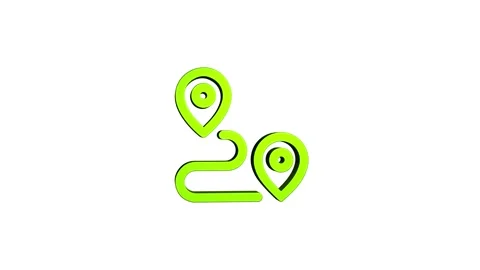 Location 3d pin animation of red spinning in Green, blue, black and white b.. Video stock 313518006