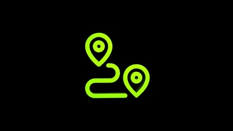 Location 3d pin animation of red spinning in Green, blue, black and white b.. Video stock 313518007