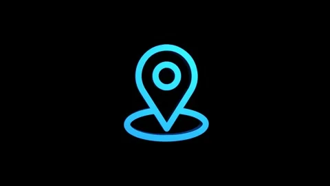 Location 3d pin animation of red spinning in Green, blue, black and white b.. Video stock 313518008