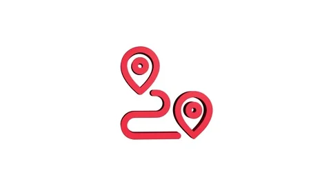 Location 3d pin animation of red spinning in Green, blue, black and white b.. Video stock 313518019