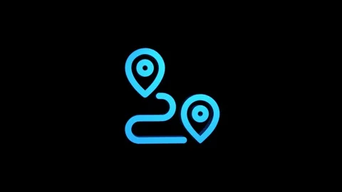 Location 3d pin animation of red spinning in Green, blue, black and white b.. Video stock 313518020