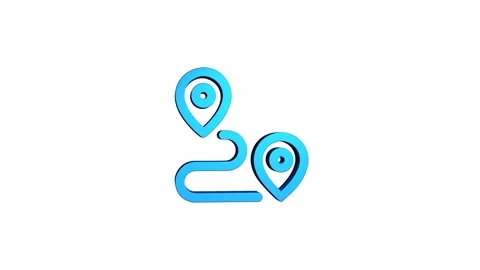 Location 3d pin animation of red spinning in Green, blue, black and white b.. Video stock 313518034