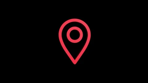 Location 3d pin animation of red spinning in Green, blue, black and white b.. Video stock 313518148