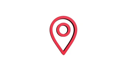 Location 3d pin animation of red spinning in Green, blue, black and white b.. Stock Footage 313518157