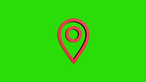 Location 3d pin animation of red spinning in Green, blue, black and white b.. Stock Footage 313518159