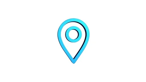 Location 3d pin animation of red spinning in Green, blue, black and white b.. Stock Footage 313518165