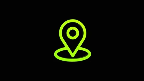 Location 3d pin animation of red spinning in Green, blue, black and white b.. Stock Footage 313518167