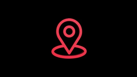 Location 3d pin animation of red spinning in Green, blue, black and white b.. Stock Footage 313518176