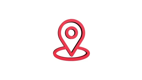 Location 3d pin animation of red spinning in Green, blue, black and white b.. Stock Footage 313518180