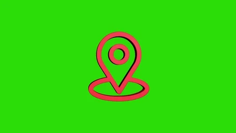 Location 3d pin animation of red spinning in Green, blue, black and white b.. Stock Footage 313518185