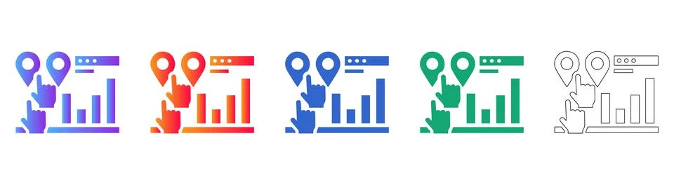 Location Analytics and Data Mapping Icons Stock Illustration