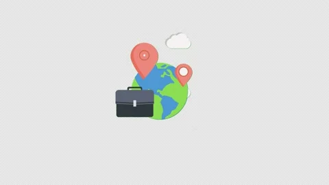 Location and globe icon motion graphics animation with alpha channel, transpa Stock Footage 206762791