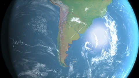 Location and map of Argentina on the earth at day. Stock Footage 328245488
