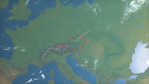Location and map of Austria on the earth at day. Stock Footage 328249013