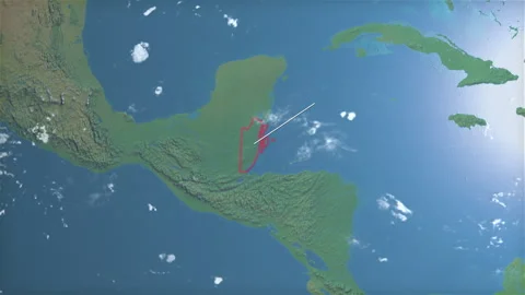 Location and map of Belize on the earth at day. Stock Footage 328254673