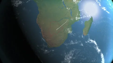 Location and map of Botswana on the earth at day. Stock Footage 328258498