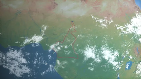 Location and map of Cameroon on the earth at day. Stock Footage 328262048