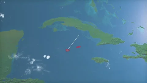 Location and map of Cayman Islands on the earth at day. Stock Footage 328307534