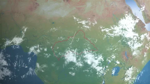 Location and map of Central African Republic on the earth at day. Stock Footage 328308216