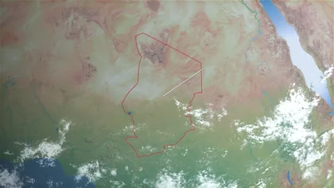 Location and map of Chad on the earth at day. Stock Footage 328265266