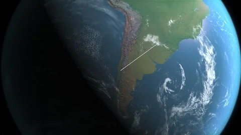 Location and map of Chile on the earth at day. Stock Footage 328269505