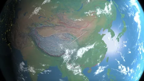 Location and map of China on the earth at day. Stock Footage 328274297