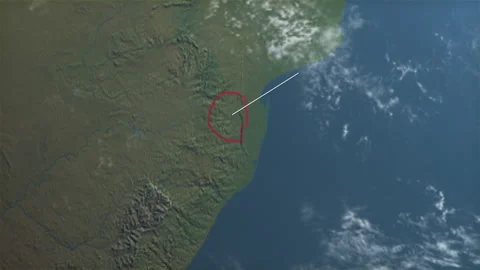 Location and map of Eswatini on the surface of the earth at day. Stock Footage 328629729