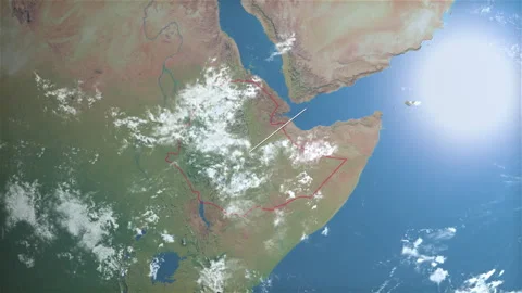 Location and map of Ethiopia on the surface of the earth at day. Stock Footage 328630182