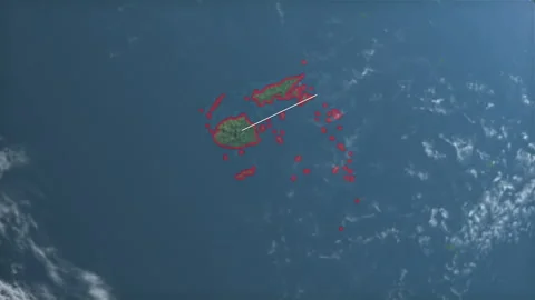 Location and map of Fiji on the surface of the earth at day. Stock Footage 328632664